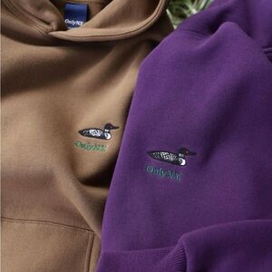 Only NY Embroidered Loon Hoodie - Brown & Purple